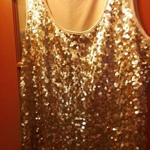 Avenue Gold Sequin Sleeveless Top